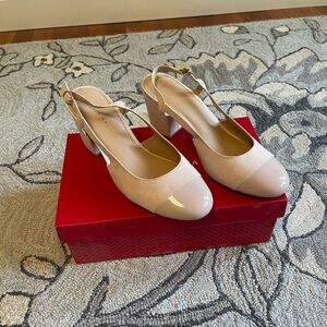 Kelly & Katie Cream Patent Leather Heels
